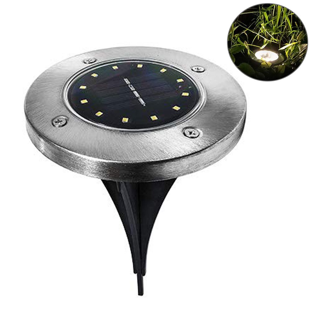1/4Pcs Stainless Steel Solar Power 12 LED Outdoor Floor Lawn Light Garden Lamp