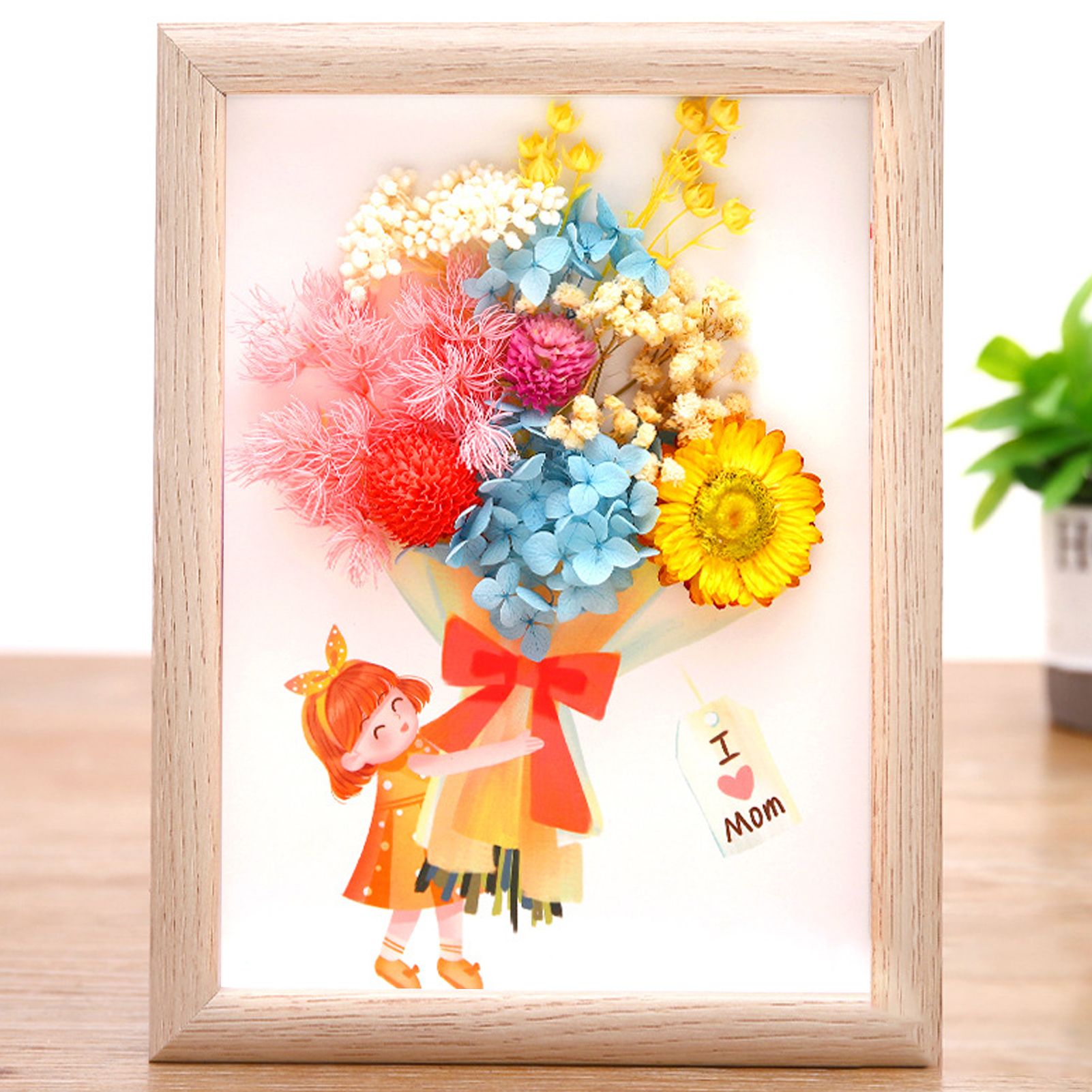 Wood Standing Frame Delicate Dried Flower DIY Picture Frame