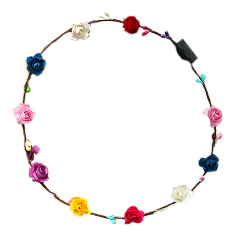 Beach Party Crown Led Flower Headband Light Up Hair Wreath Hairband Garlands Women Marry Halloween Christmas Glowing Wreath