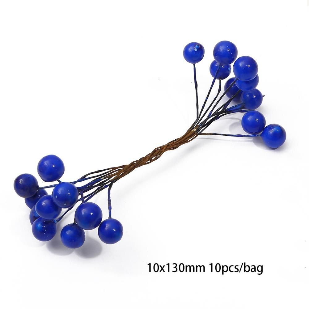 6/10/12/50/60/70/90/144Pcs Mix Blue Flower Cherry Stamen Berries Bundle DIY Christmas Wedding Cake Gift Box Wreaths Decoration