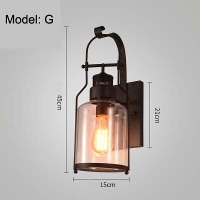 Iron Vintage Gray Glass Lamp Edison Light Shade Wall Lamp Simplicity Home Lamp Loft Decor Lamp Bedroom Bathroom Lights