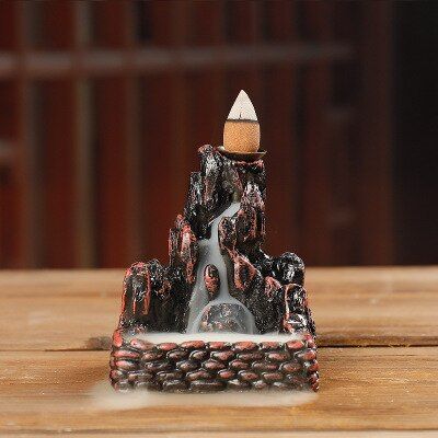 Home Decor Resin Incense Holder Artificial Mountain Waterfall Backflow Incense Burner