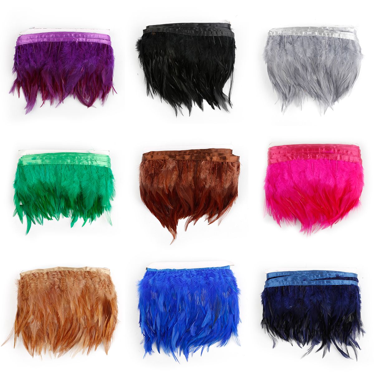 1m/strip 15 Colors Natural Feather Lace Trim Height 8-10cm Feather Tip Fabric Strips DIY Wedding Party Dress Decoration Craft