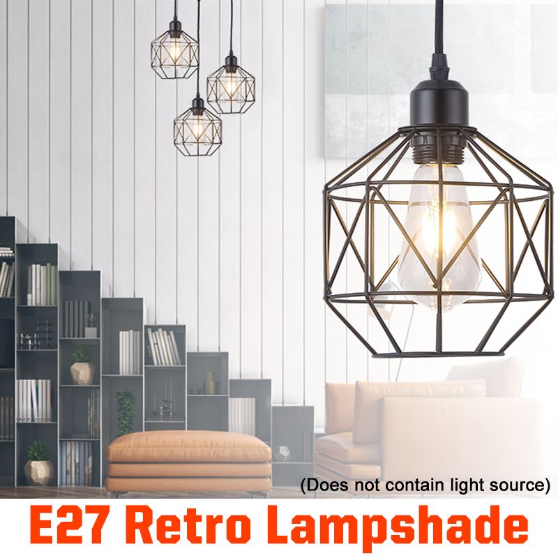 Common E27 Industrial Retro Vintage Ceiling Light Cage Pendant Metal 22cm Lampshade Hanging Holder for Restaurant Cafe Bar Home Decor (Without Bulb),1M Cable