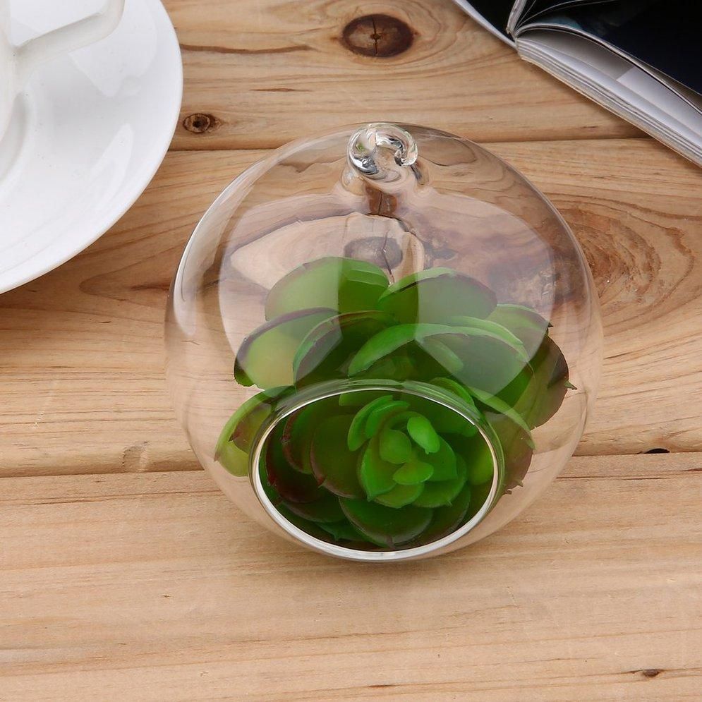 8cm Clear Hanging Glass Flowers Plant Vase Home Decorate Terrarium Container
