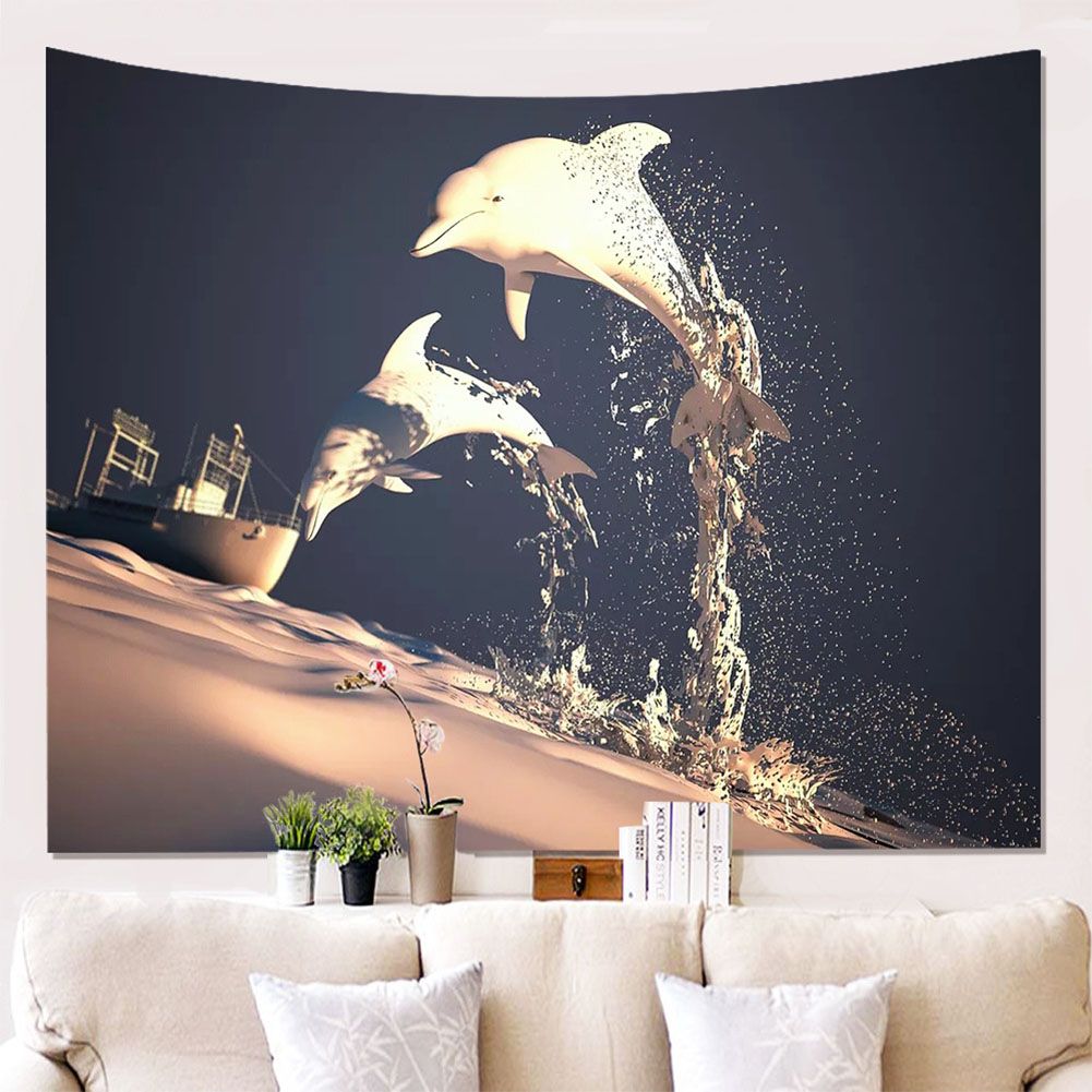 Yfashion Hanging apestry 3D Dolphin Printing Decorations Cloth Picture for e Bedroom Living Room