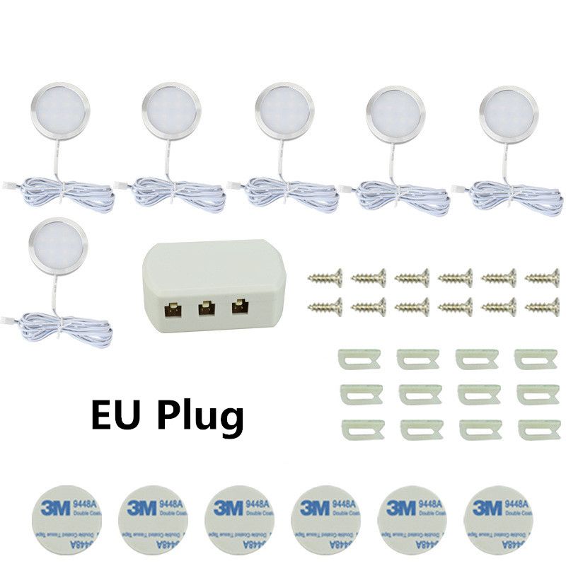 Yfashion 6 in 1 Under Cabinet LED Lights Kit for Kitchen Counter Closet Aluminum Alloy Puck Lamps with Switch