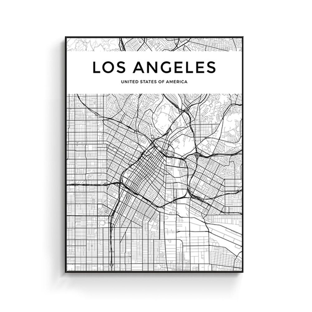 London New York World City Black White Map Poster Canvas Painting Home Decor