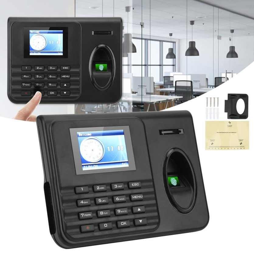 Attendance Machine Clock 2.4in Color Screen Biometrics Fingerprint Password Check In Out 100‑240V