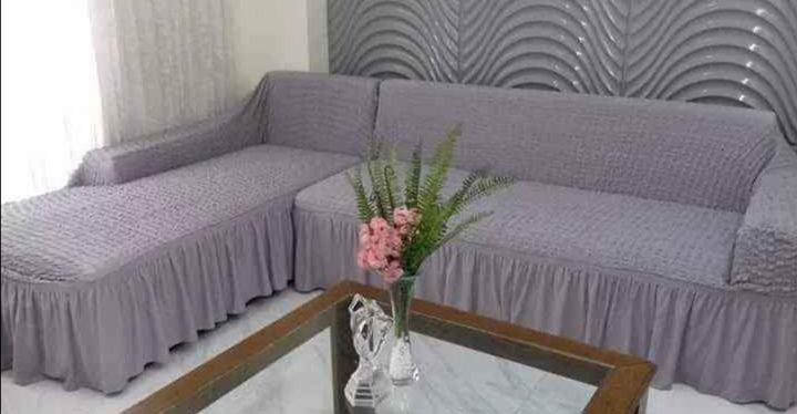 Turkey 3 Seats Sofa + 3 Seats Divan Cover Silver Gray Colour Tarin's Collection
