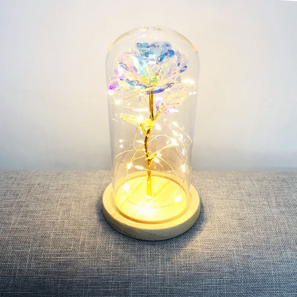 Yfashion old Foil Rose LED Light Strings lass Dome Fairy Flower Lights New Year Wedding Decoration Valentine's Day ift