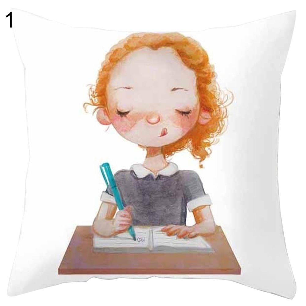 Double-sided Print Girl Meditation Pillow Case Cushion Cover Sofa Bed Car Decor