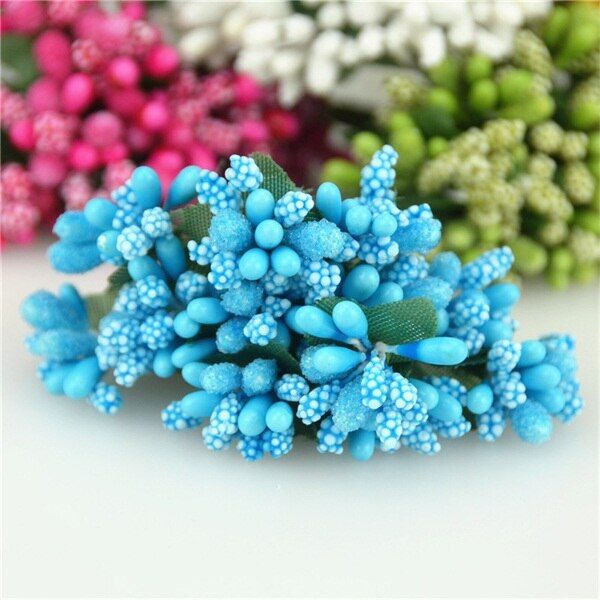 12PCS/lot Artificial Flower Small Berries Stamen Wire Stem/marriage Leaves DIY Wreath Wedding Scrapbooking Box Decoration Craft