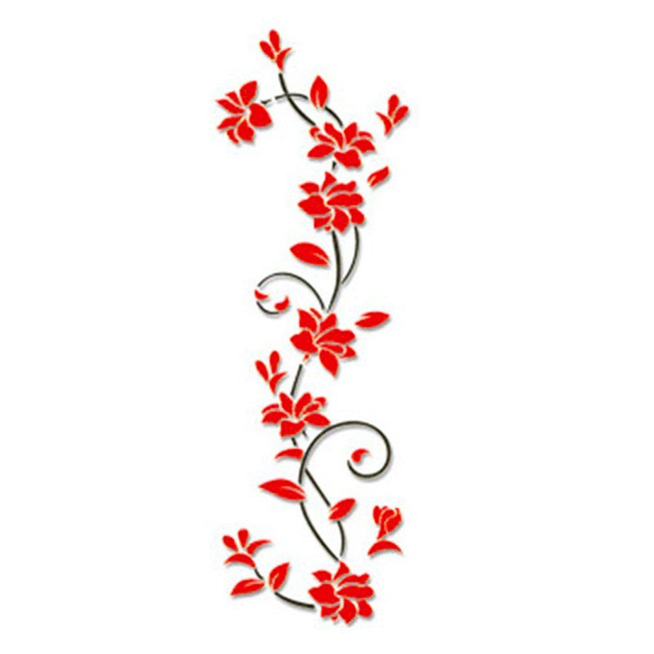 Wall Stickers 3D Romantic Rose Flower Pattern Wall Sticker Removable Decal