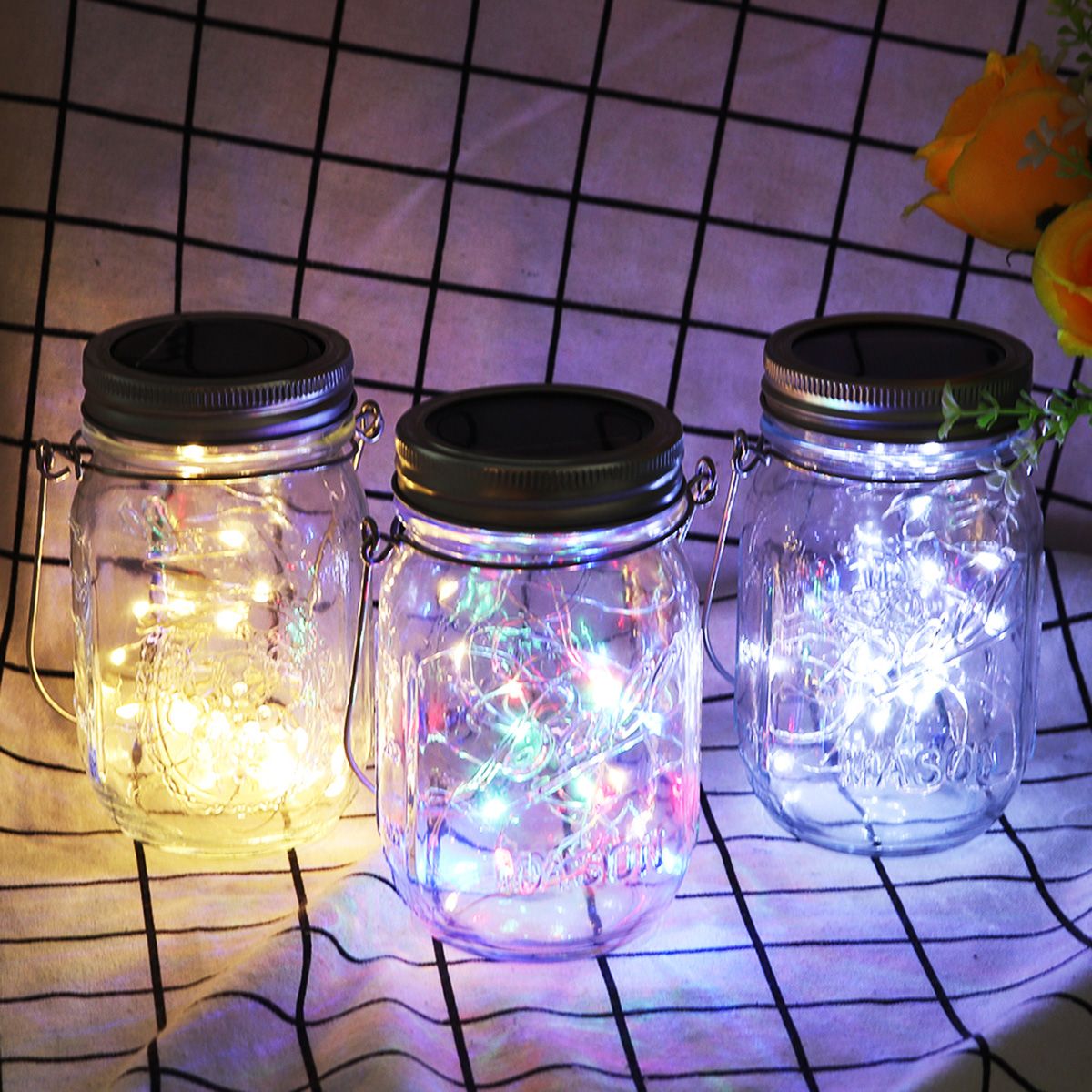 Solar Powered Mason Jar Lid 20 LED Fairy String Lights Party Garden Home Decor U
