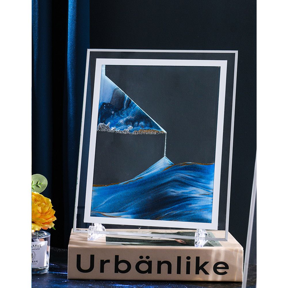GC Moving  Sand  Art  Picture Living Room Ornament 3d Three-dimensional Hourglass Painting Home Office Decoration Home Gift 5-inch (18x14cm) color:Blue