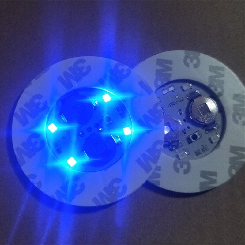 5Pcs Bar Coaster LED Light Stickers Light Up Bar Coasters for Drinks Cup Holder Lights for  Liquor Bottle Glorifier Mat