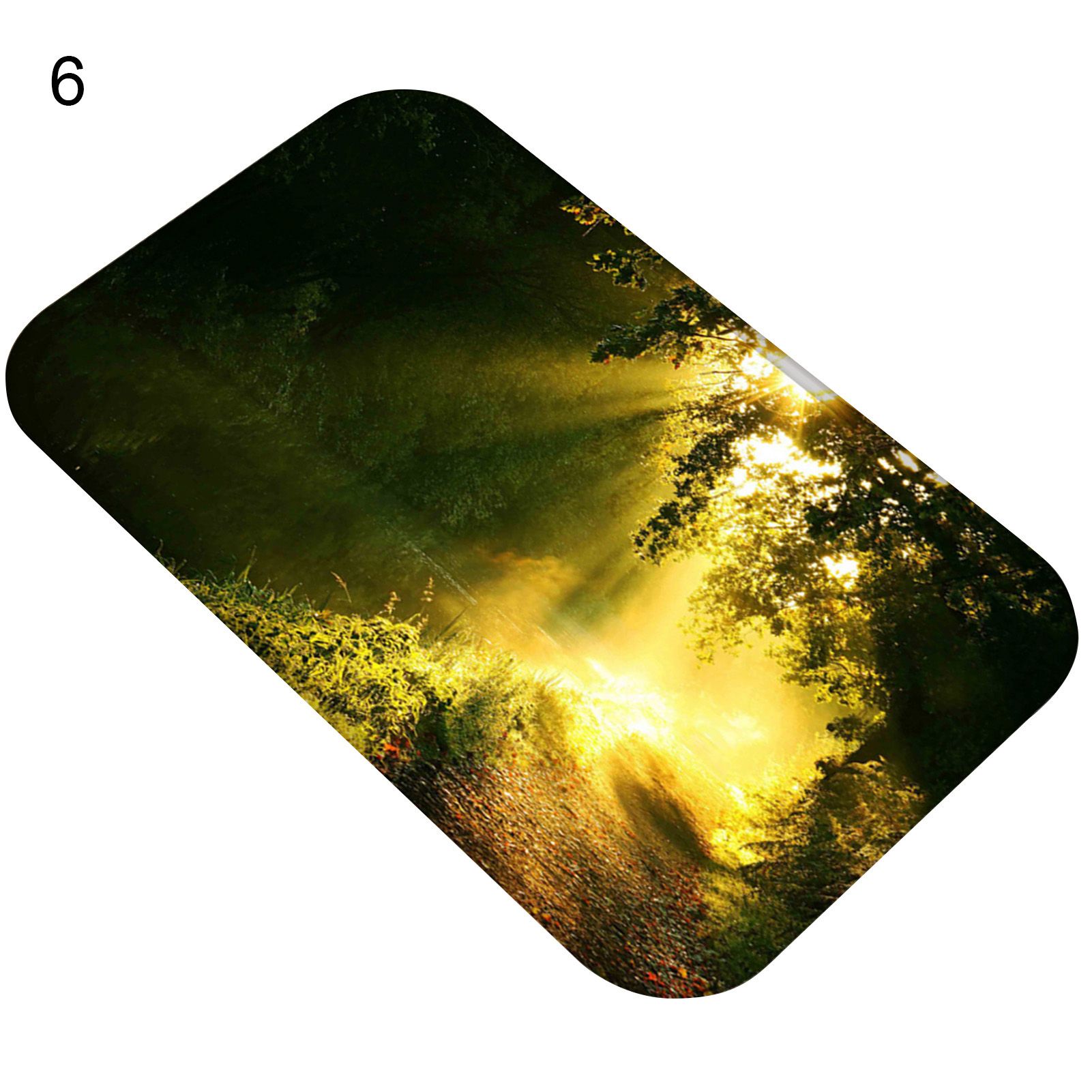 Landscape Pattern Floor Mat Tear Resistant Flannel Foldable Anti-skid Door Mat for Hotel