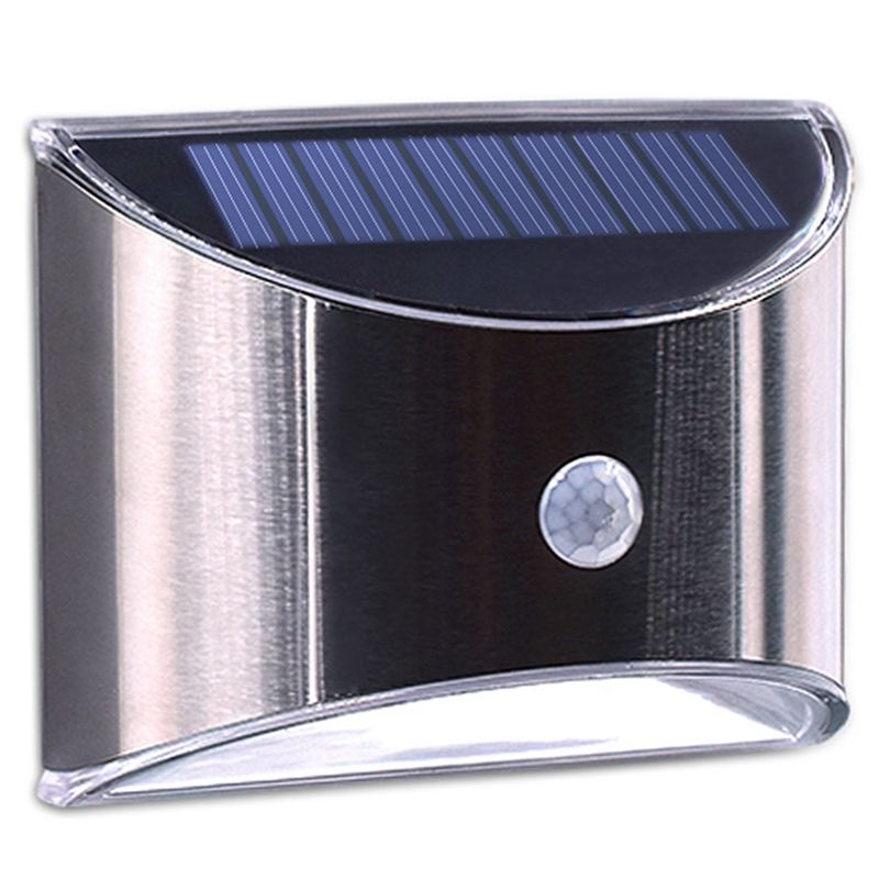 LED Solar Light Motion Sensor Waterproof Outdoor Wall Lights Stainless Steel Shell Lighting for Garden Home Use 1 Pcs