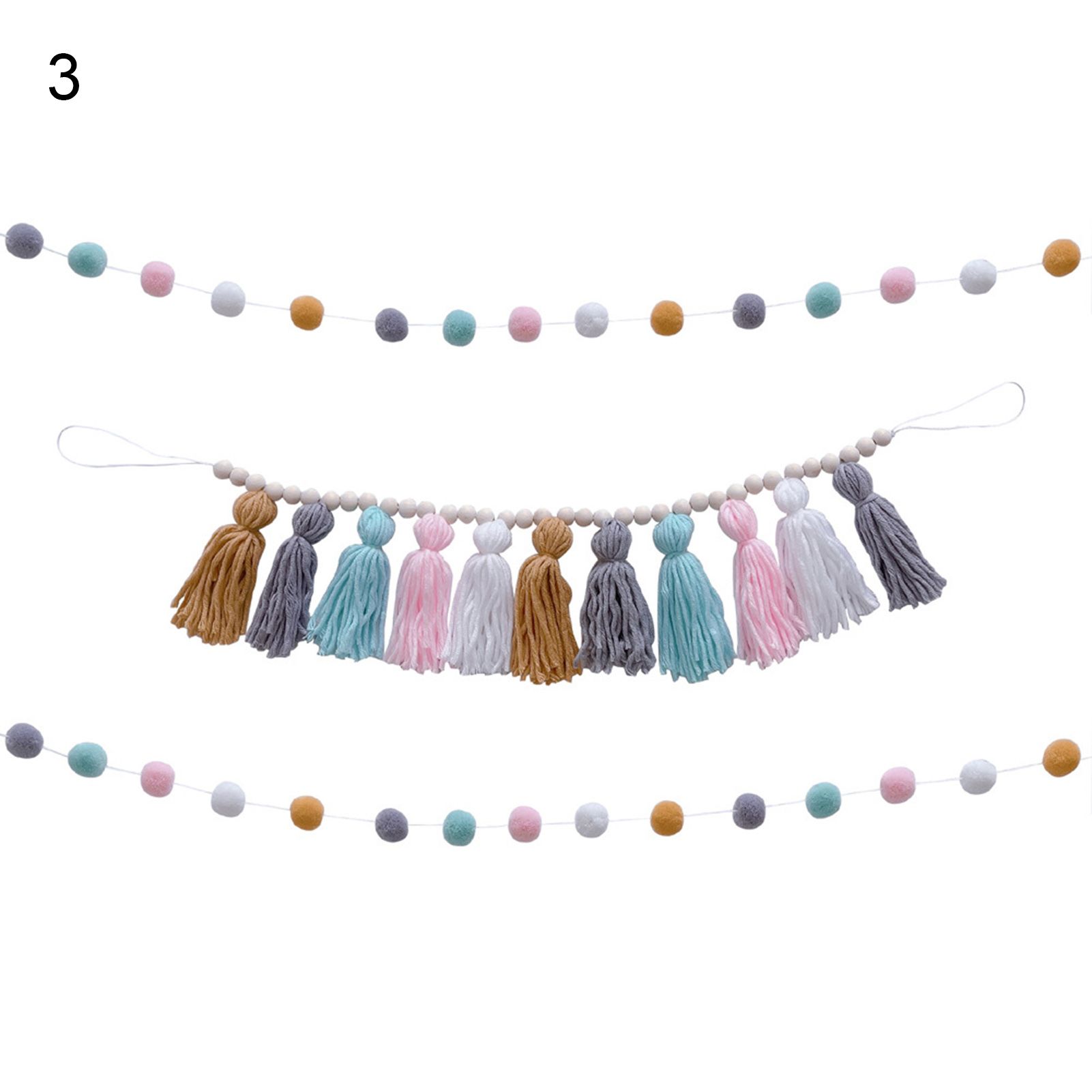 Tassels Garland with Beads Crochet Decoration Tassels Garland