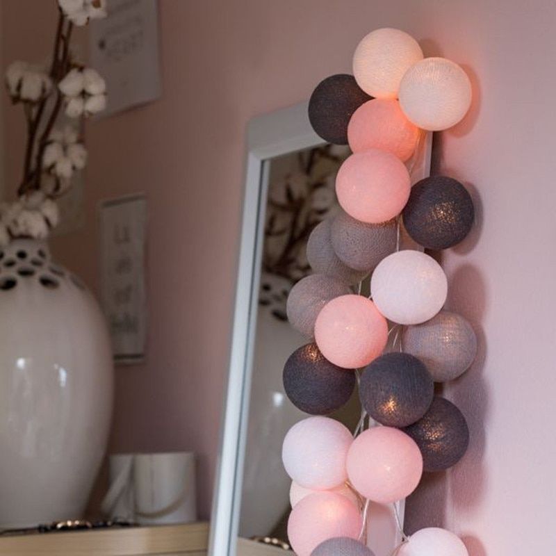 6CM Cotton Ball Fairy String Light Chain Night Lamp Christmas LED Garland Kids Bedroom Wedding Garden New Year Party Decoration--A108--6M40LED