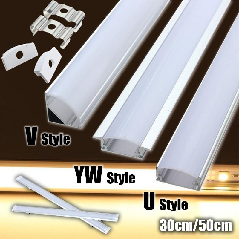 【BestGO】30/50cm U/V/YW Aluminum LED Strip Light Bar Channel Holder Cover End Up