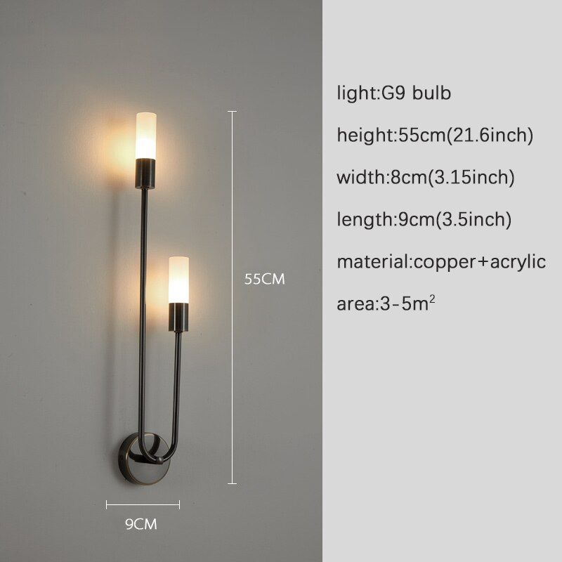 Copper Wall Lamp for Living Room Bedroom Bedside Aisle Stairs Nordic Modern Luxury Home Loft Indoor Decoration Led Light Fixture