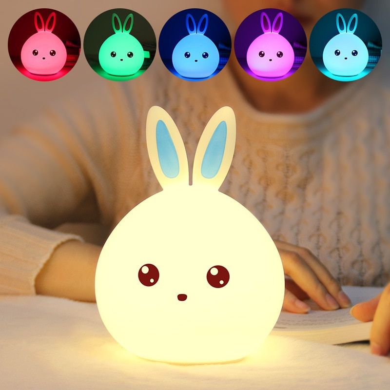 Creative Cute Rabbit Silicone Light Bedroom Children Night Lamp Pat Light New Novelty Gifts