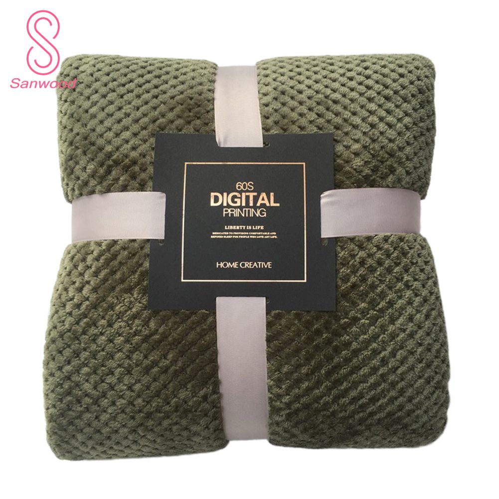 Winter Warm Mesh Pineapple Grid Soft Flannel Bed Sofa Carpet Conditioner Blanket