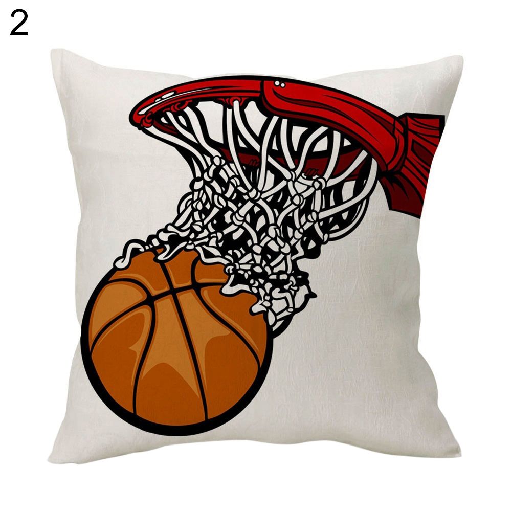 Basketball Theme Square Pillow Case Cushion Cover Sofa Bed Car Cafe Office Decor