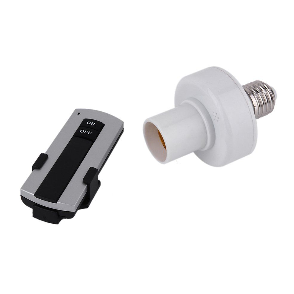 E27 Screw Wireless Remote Control Light Lamp Bulb Holder Bases Cap 220V - white