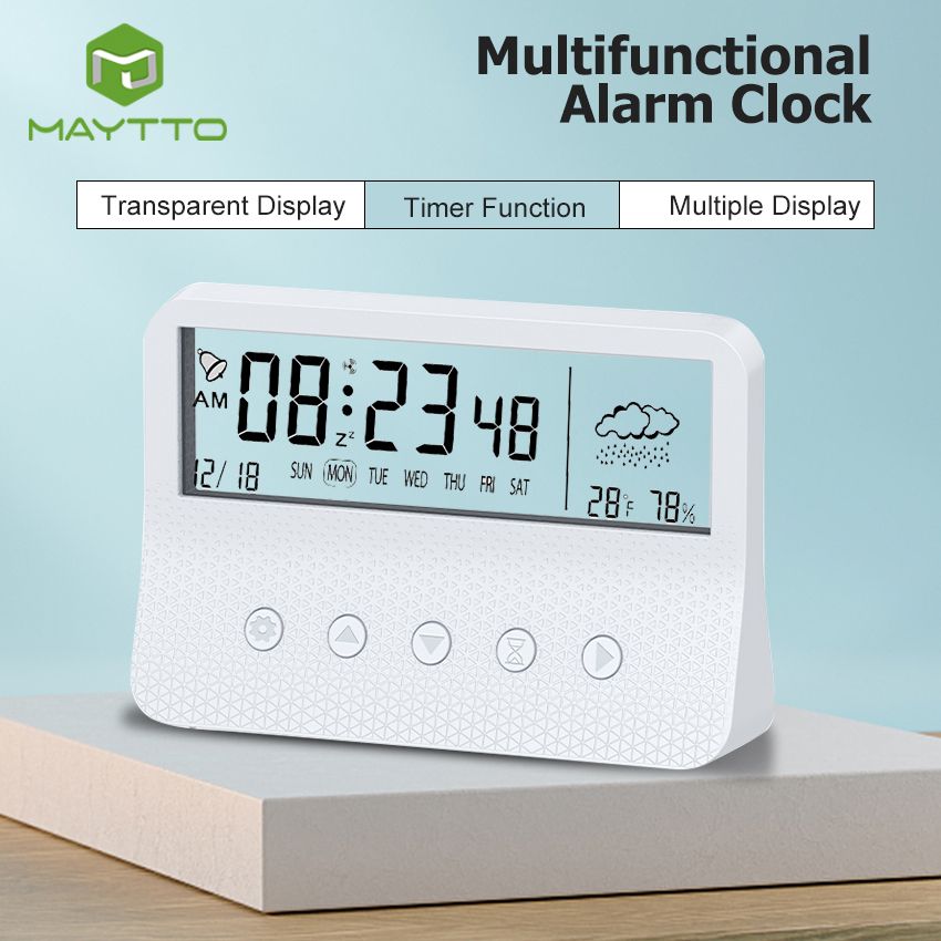 MAYTTO Alarm Clock Morning Clock Smart Backlight Digital Alarm Clock with Dimmer Temperature Low Light Sensor  for Bedroom Kids Girls Teens
