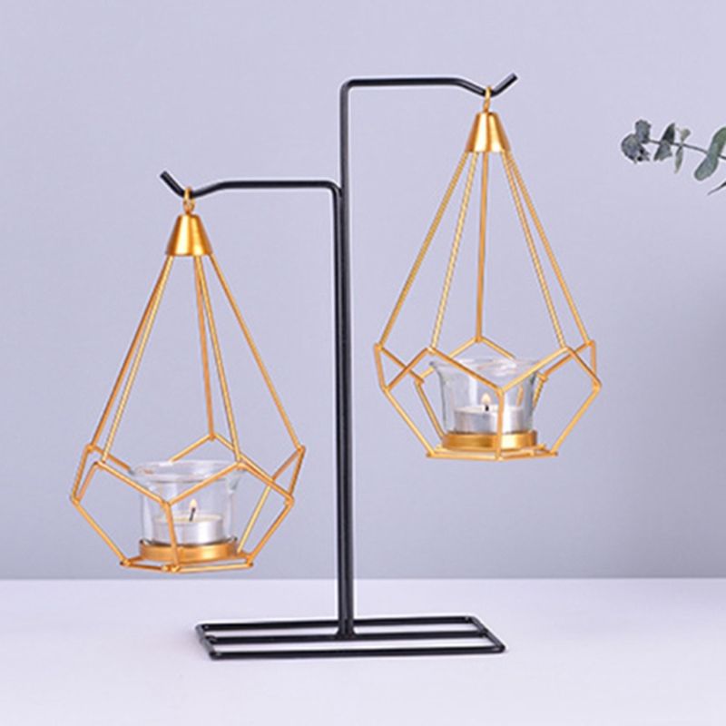 Wedding Centerpieces Candlestick Geometric aurum Glass Iron Candle Holder for Cup Candles Home Decoration Candelabra
