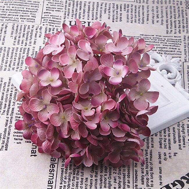 Artificial Roses Dried Flowers Foam Simulation Hydrangea Flower Head Fake DIY Wedding 11 Fork Floral