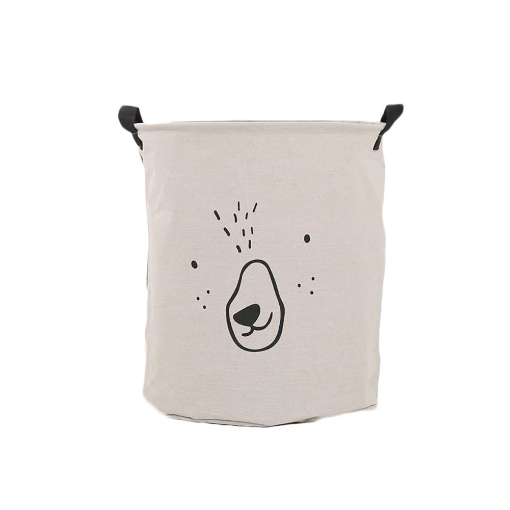 Cute Bear Round Folding Laundry Bag Bucket Canvas Toy Clothes Storage Basket