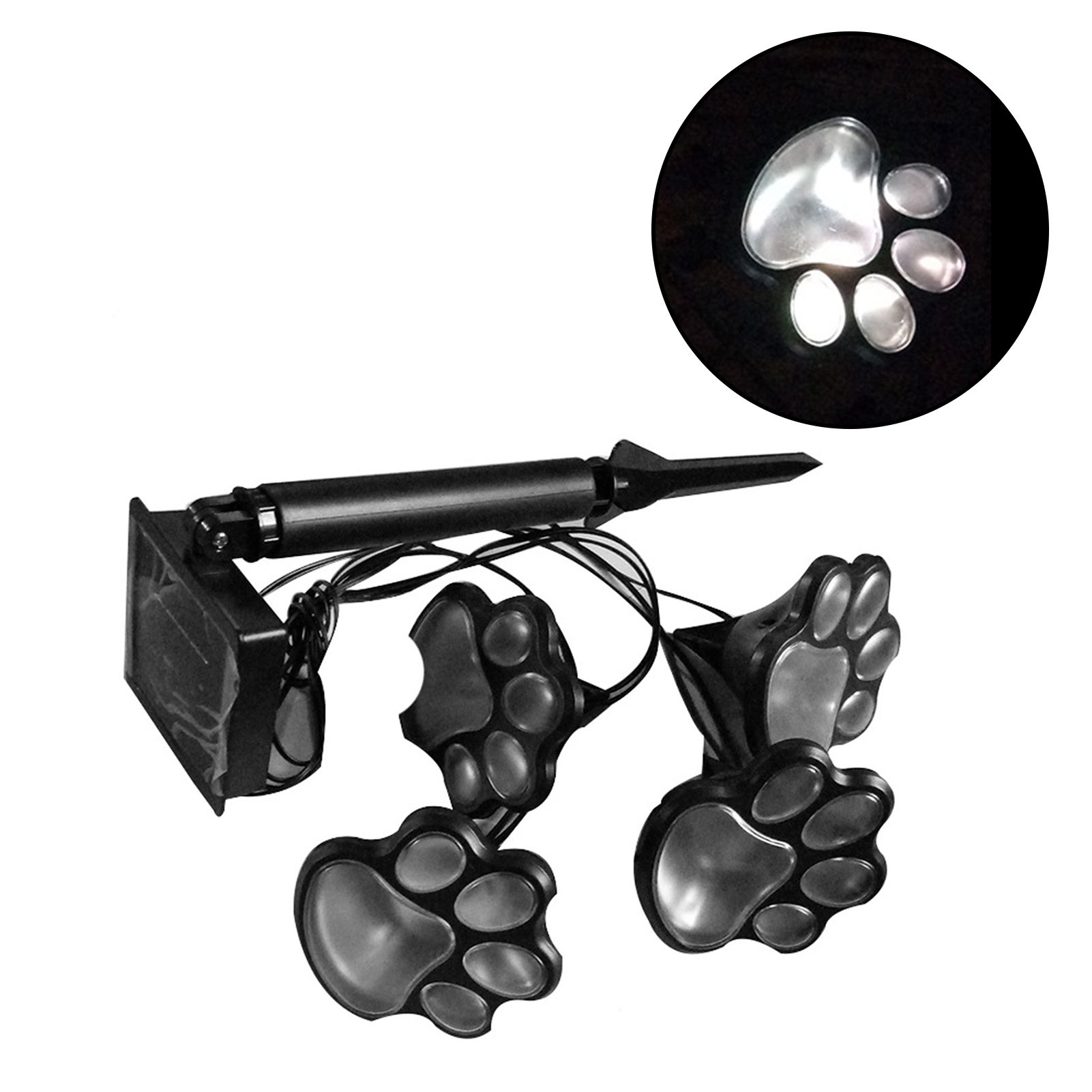4Pcs Paw Print Solar Light Adorable Bright Colorful LED Bear Paw Garden Lamp for Yard