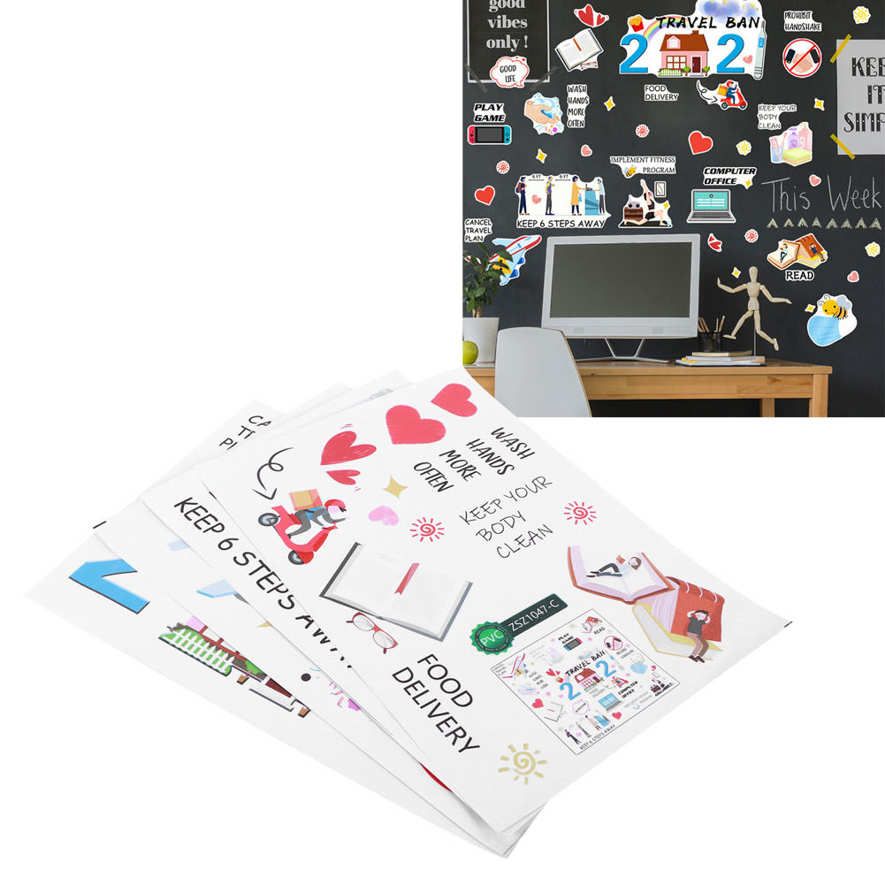 4Pcs/Set English Wall Sticker 2021 Events Commemoration Set Luggage Suitcase Decoration