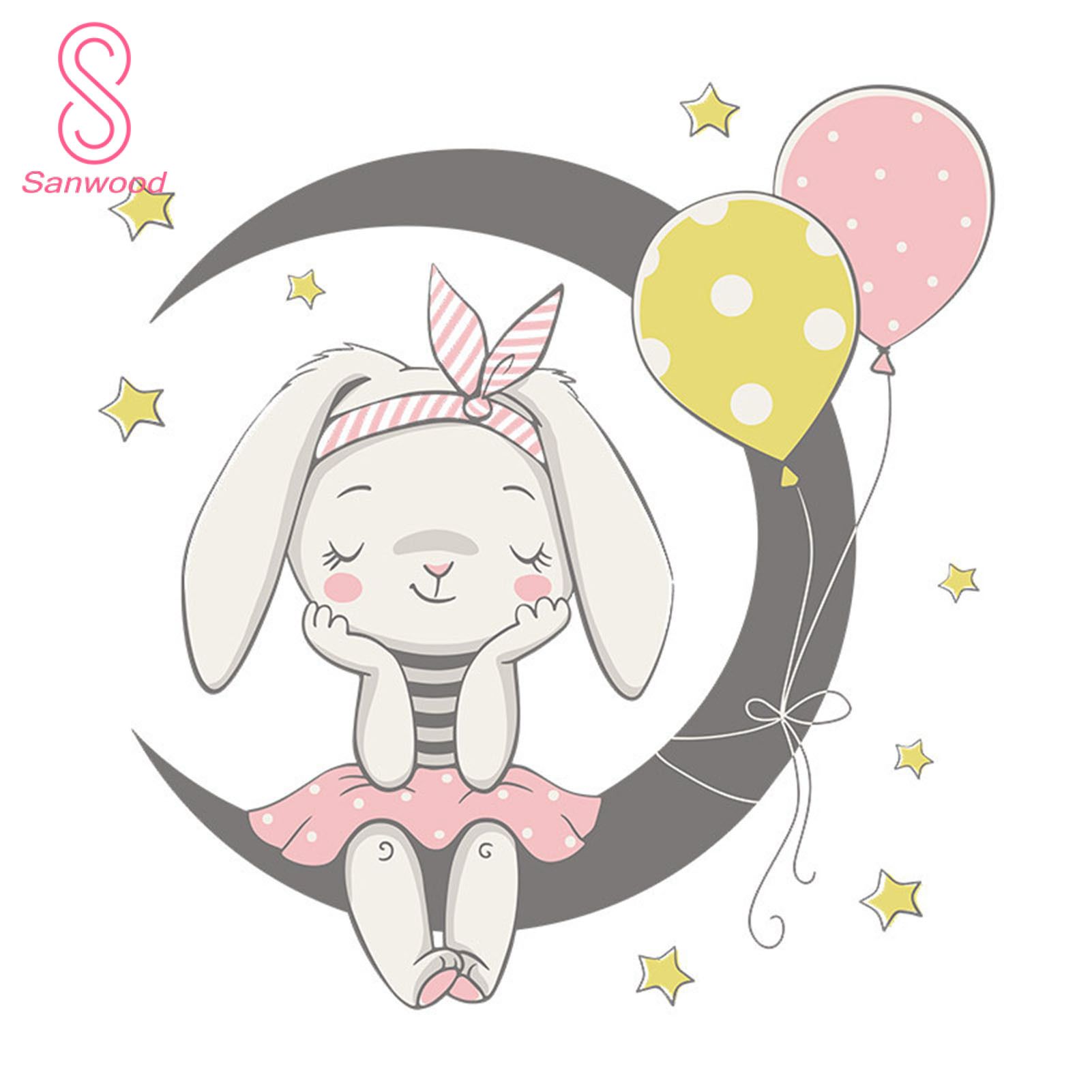 Wall Sticker Environmentally Friendly Cartoon Character Bunny Pattern Bedroom Living Room Wall Sticker for Nursery