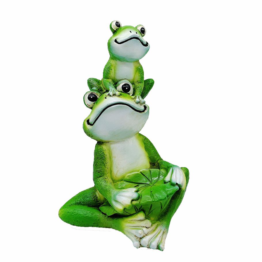 Frog Decor Multi-color Full of Vitality with Lotus Leaf Garden Resin Frog Figurines for Yard