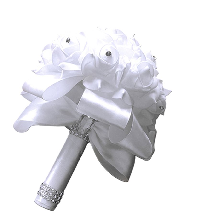 1 Bouquet Bride Wedding Party Bridesmaid Rhinestone Decor Foam Artificial Flower