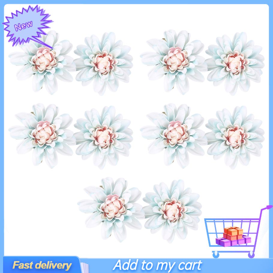 10Pcs Dahlia Shape Artificial Flower Head Weather Resistant  Silk Flower Table Centerpieces  Flower Head Wedding Decor