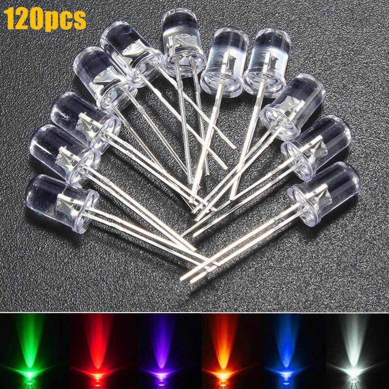 120Pcs 5mm White Red Blue Green Yellow Purple Water Clear Top LED Light Diodes