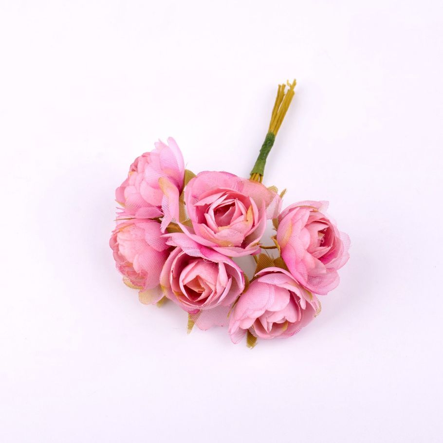 6pcs  bottom gauze rose bouquet artificial flower For wedding home Christmas decoration DIY wreath scrapbook gift box
