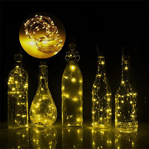 Bottle Lights String Fairy Light Cork Copper Wire String LED Garland Christmas LED Lights Festival Party Wedding Decartiaon--Red--2box-20pcs