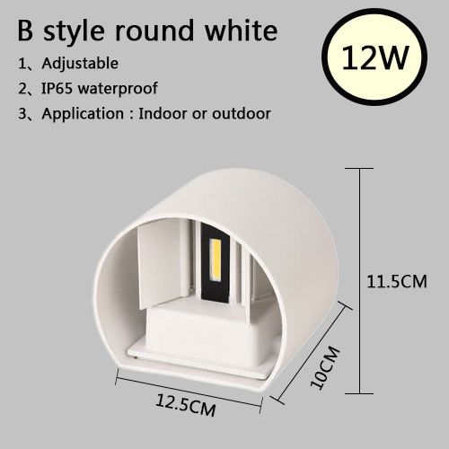 Simple LED 12W IP65 waterproof wall lamp  indoor and outdoor adjustable wall light courtyard porch corridor bedroom wall sconce