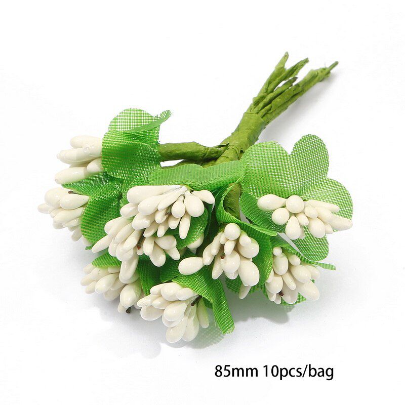 White Hybrid Flower Cherry Stamen Berries Bundle DIY Cake Christmas Wedding Gifts Box Wreaths Decor 6/10/12/50/60/70/90/144pcs