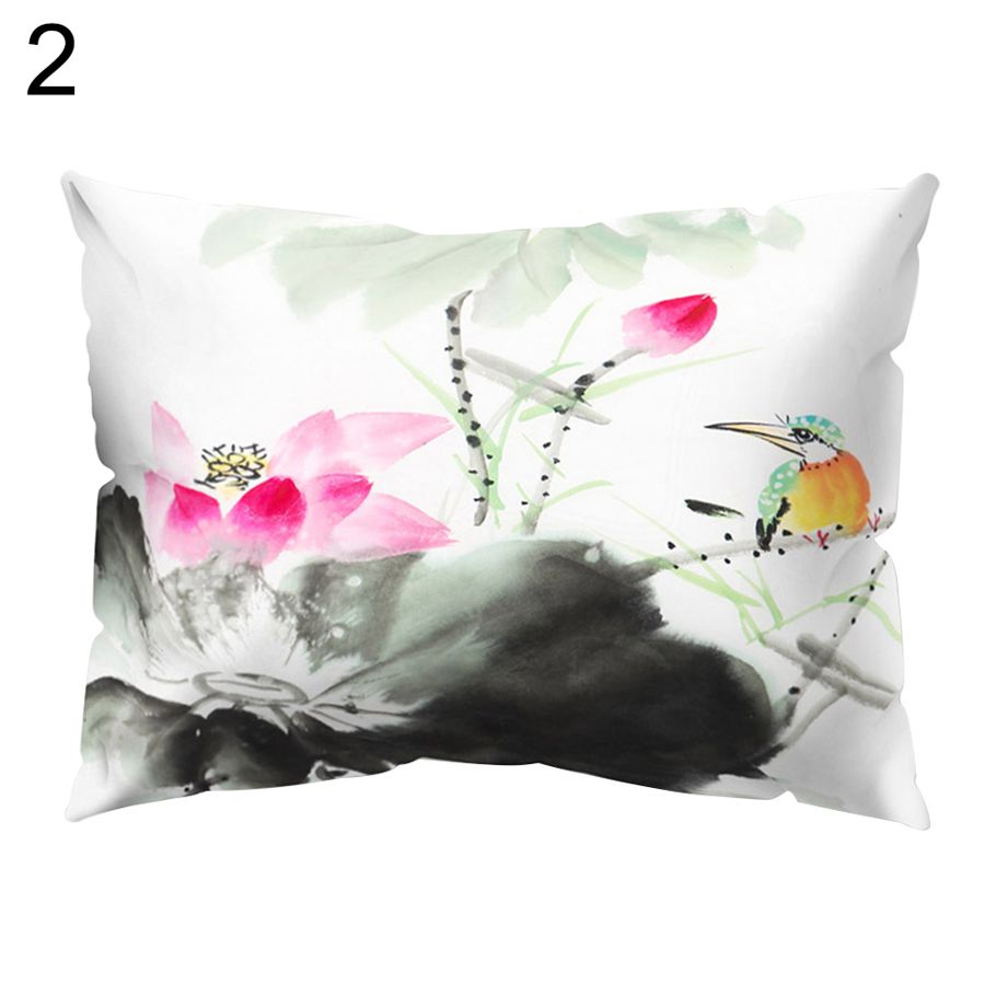 Plum Flower Bird Print Pillow Case Cushion Cover Home Sofa Couch Bed Decoration