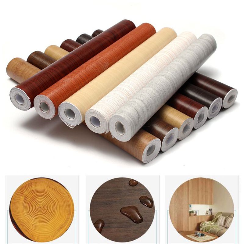 Lamps 45cmx10m Self Adhesive PVC Wood Grain Wallpaper Wall Sticker for Living Room Study Kitchen Bedroom Decoration Waterproof,Moisture-Proof,Mould-Proof -13 Colors
