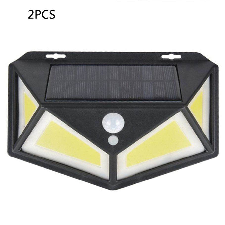 PC+ABS Solar lights on all sides 100LED light human body induction lamp wall lamp garden lamp st lamp - Black 2pcs