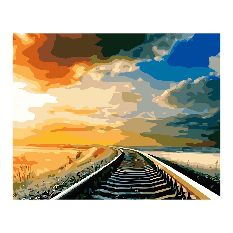 DIY Oil Painting on Canvas Paint by Number Kit 16 x 20 Inch Beautiful Scenery Pattern Craft Hand-Painted Home Wall Decor Gift Frameless for Adults Kids Beginner